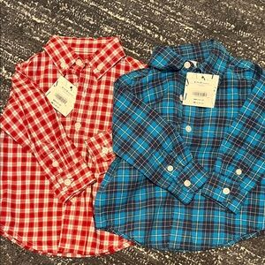 Janie and Jack Plaid Baby Shirts - Red and Blue